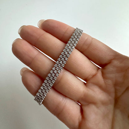 Disco Triple Diamond Tennis Bracelet in 18K White Gold