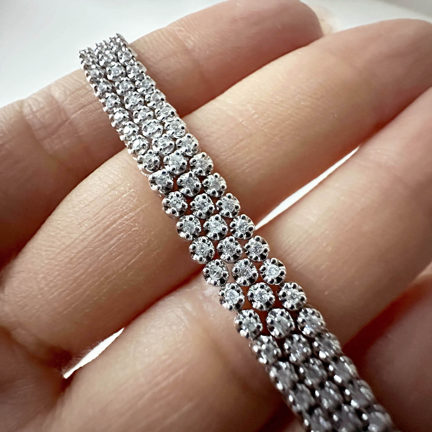 Disco Triple Diamond Tennis Bracelet in 18K White Gold