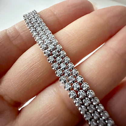 Disco Triple Diamond Tennis Bracelet in 18K White Gold