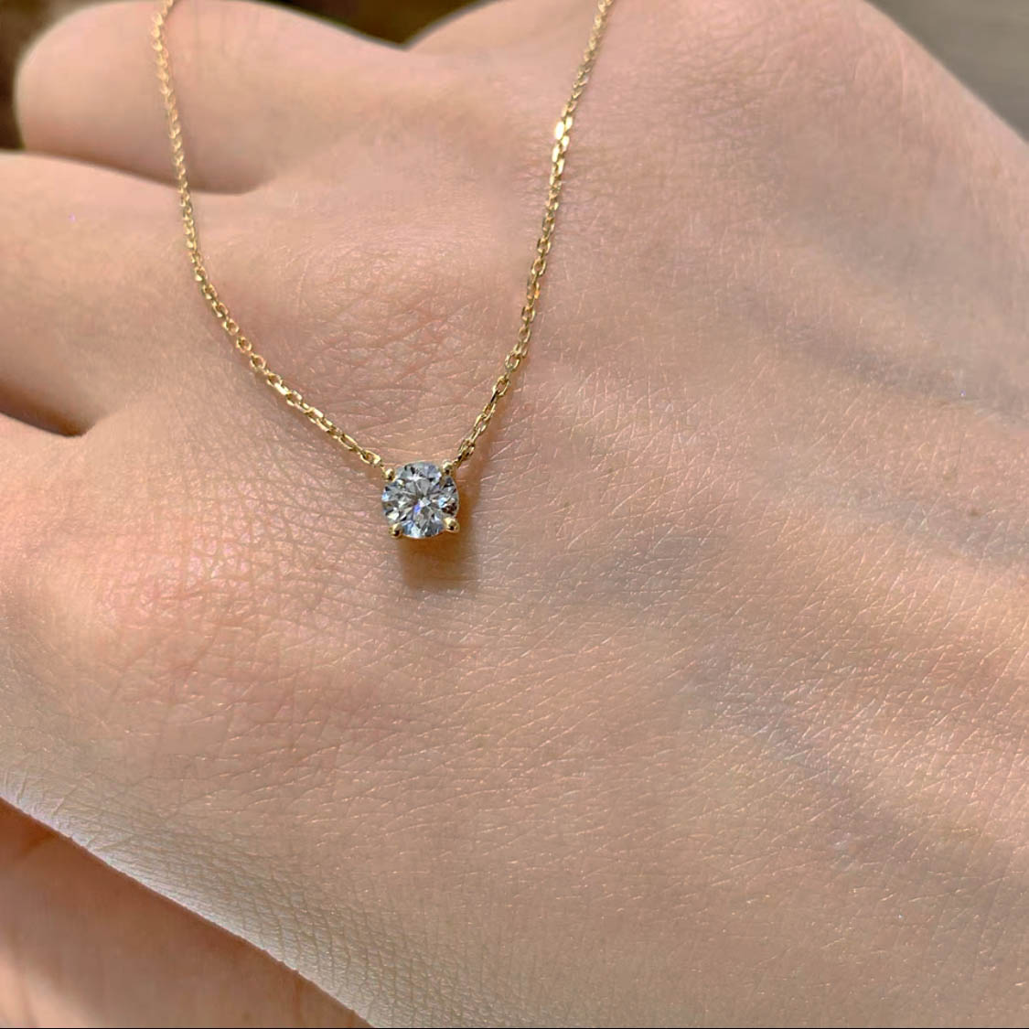 Perfect blue 5mm Aquamarine Necklace in 14k Solid Gold|Chordia jewels|