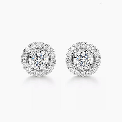 0.3ct round diamond halo earrings in 18k white gold