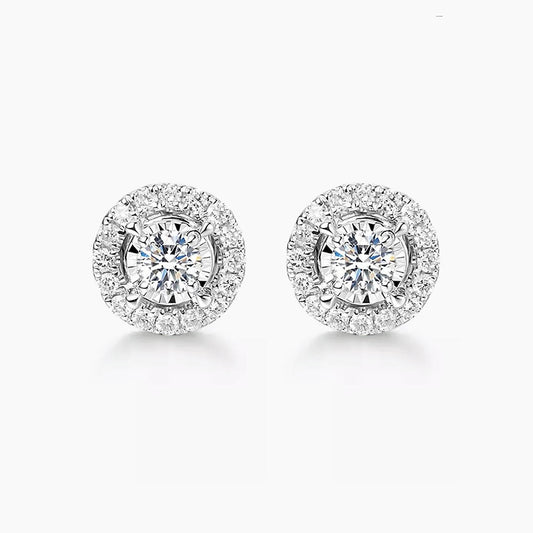 0.3ct round diamond halo earriings in 18k white gold