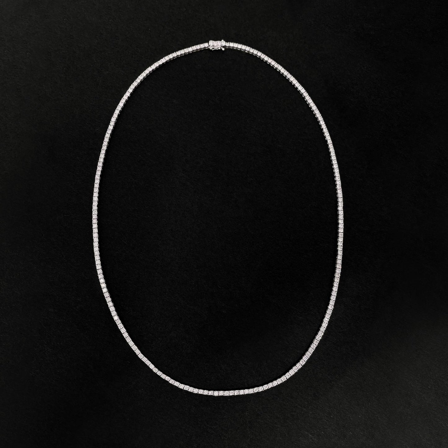 embrace 5.70ct diamond tennis necklace in 18k white gold front view