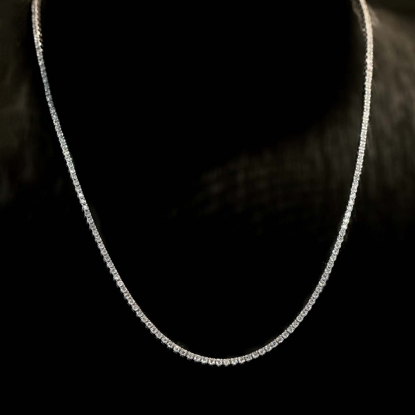 embrace 5.70ct diamond tennis necklace in 18k white gold