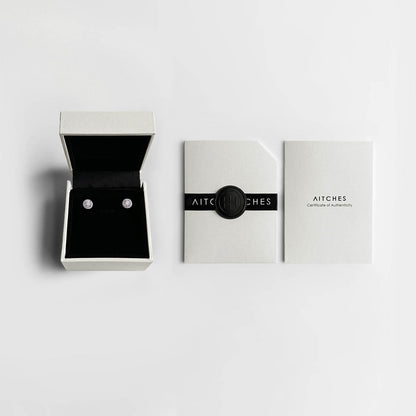embrace 0.5ct round diamond halo earrings in aitches gift box