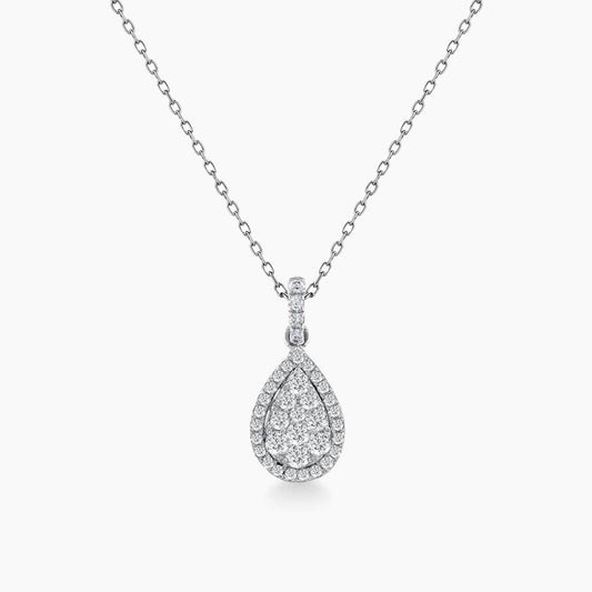 0.52ct pear shape diamond cluster necklace 18k white gold