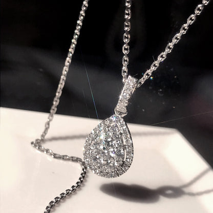 0.52ct pear shape diamond cluster necklace 18k white gold