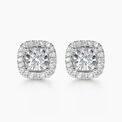 0.54ct cushion diamond halo earriings in 18k white gold