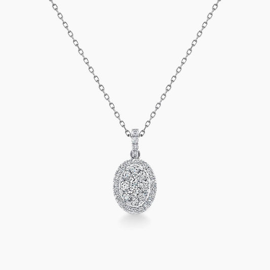 0.55ct oval shape diamond cluster necklace 18k white gold