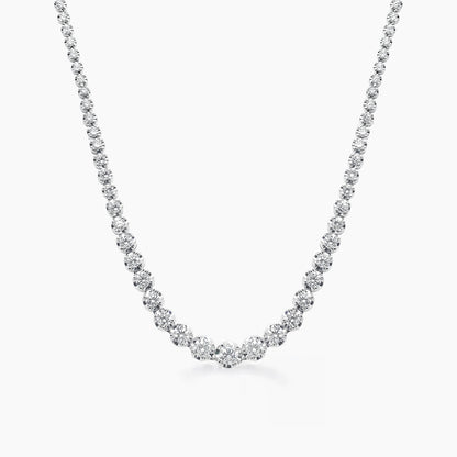 disco 5ct graduated diamond tennis necklace in 18k white gold