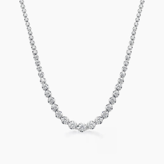 disco 5ct graduated diamond tennis necklace in 18k white gold