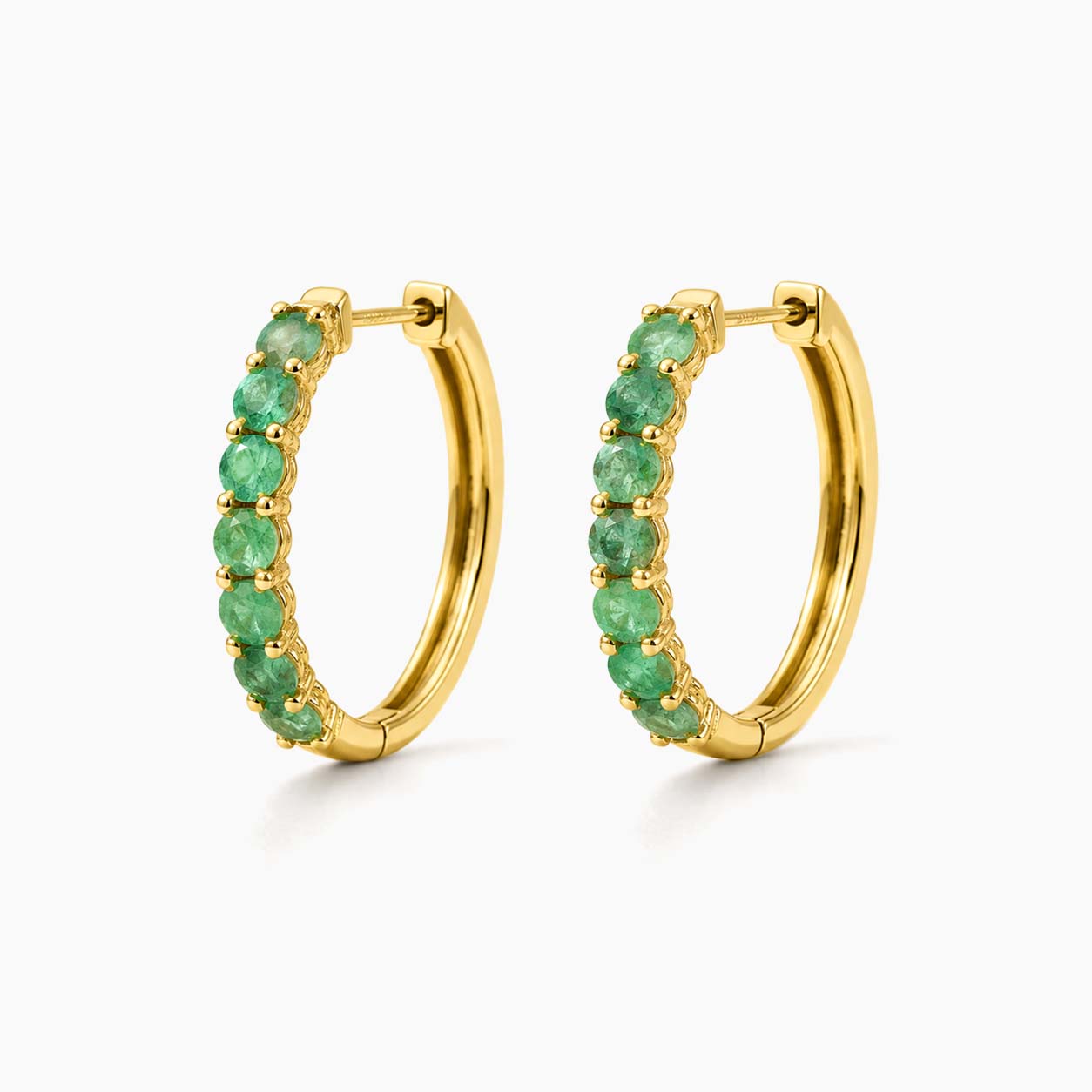 Emerald Hoop Earrings in 18K Gold