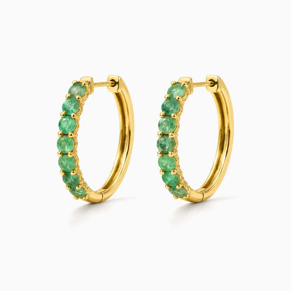 Emerald Hoop Earrings in 18K Gold