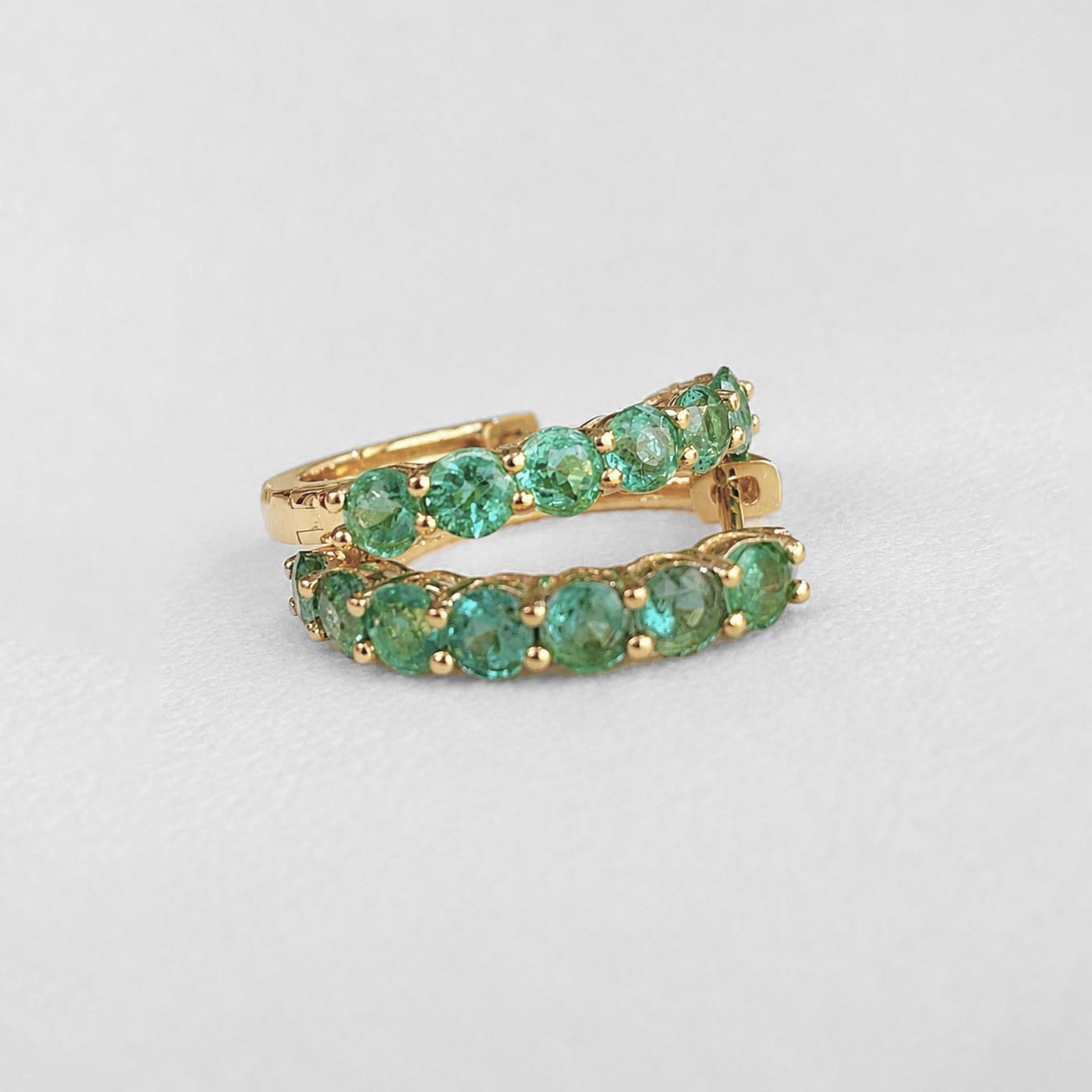 Emerald Hoop Earrings in 18K Gold