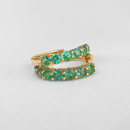 Emerald Hoop Earrings in 18K Gold