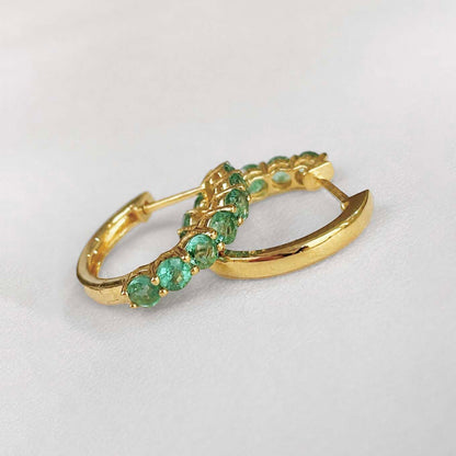 Emerald Hoop Earrings in 18K Gold