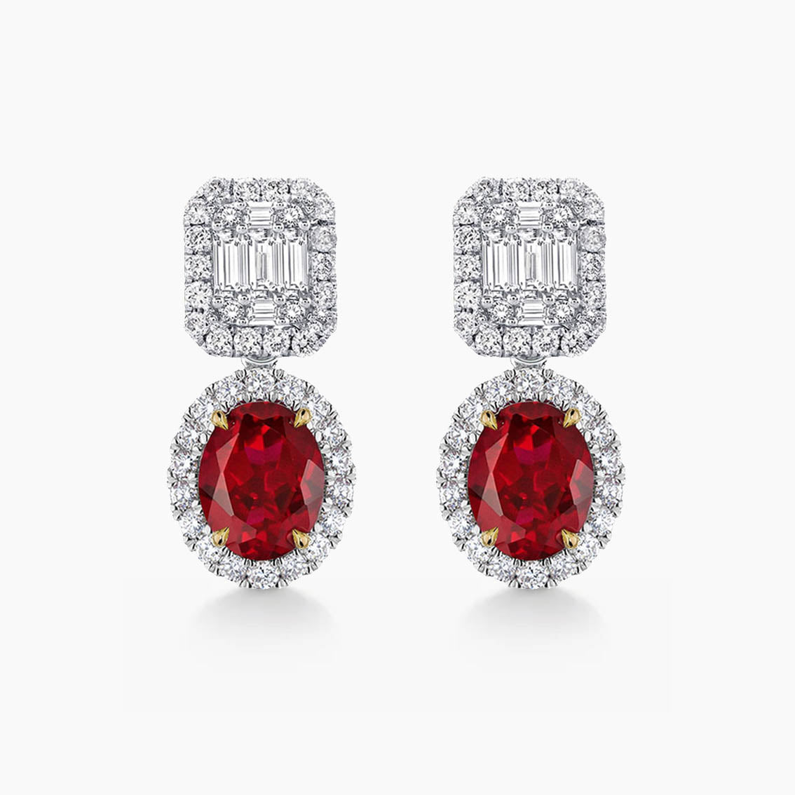 0.81ct ruby earrings with diamonds in 18k white gold