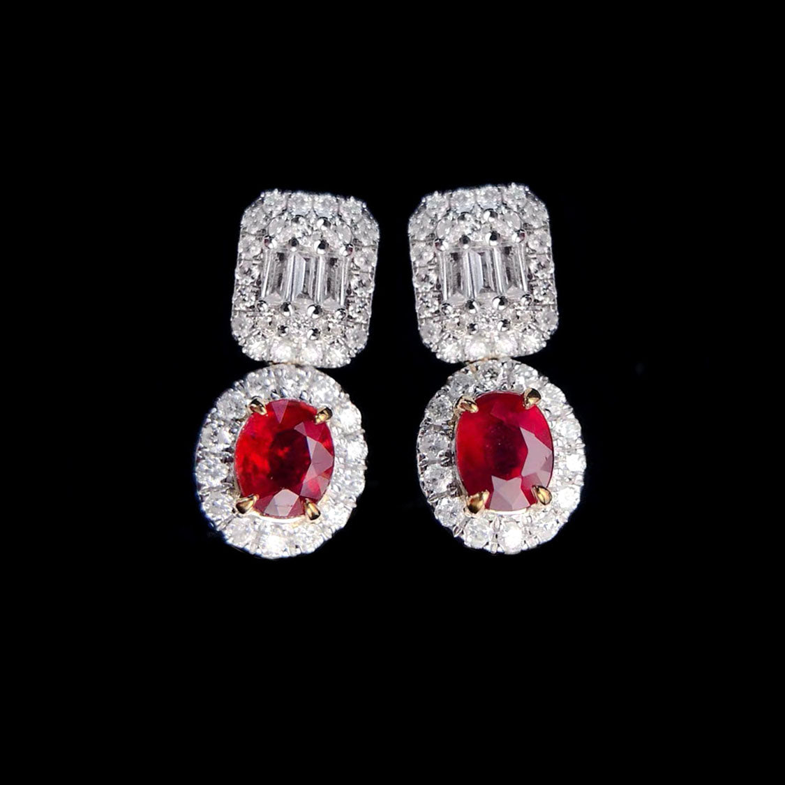 0.81ct ruby earrings with diamonds in 18k white gold