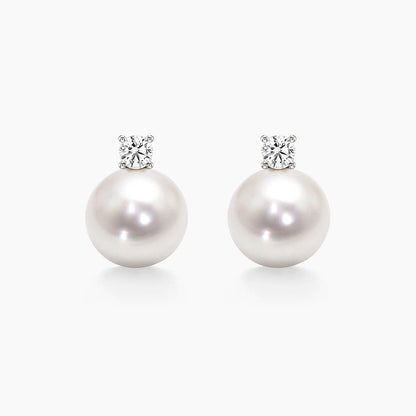 akoya pearl diamond earrings 18k white gold