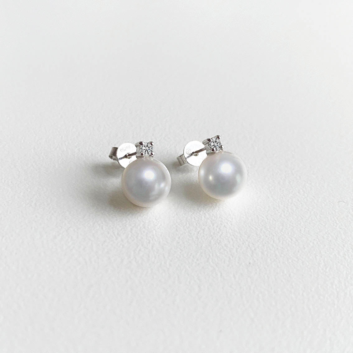 akoya pearl diamond earrings 18k white gold