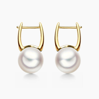 Underwater Akoya Pearl Hoop Earrings in 18K Gold