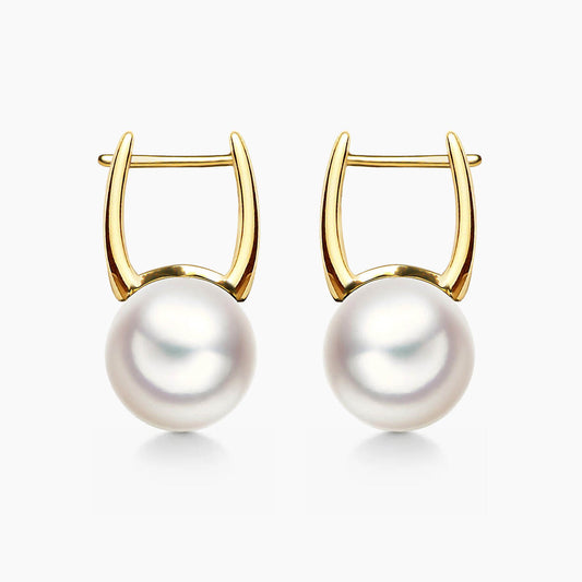 Underwater Akoya Pearl Hoop Earrings in 18K Gold