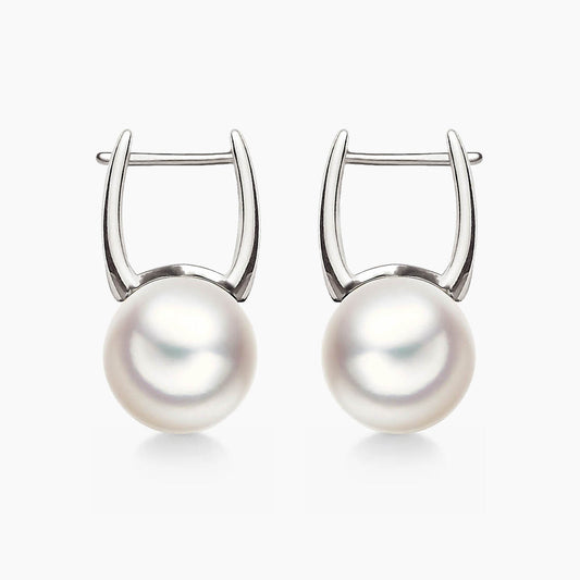 akoya pearl hoop earrings 18k white gold