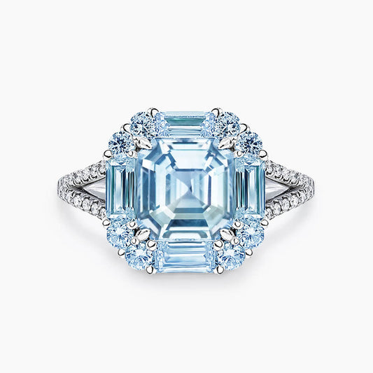 aquamarine diamond ring 18k white gold