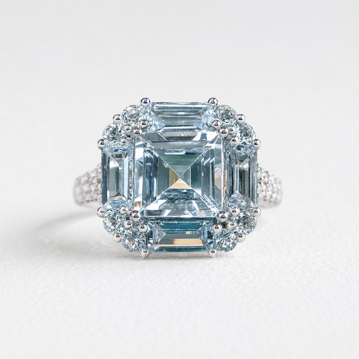 aquamarine diamond ring 18k white gold