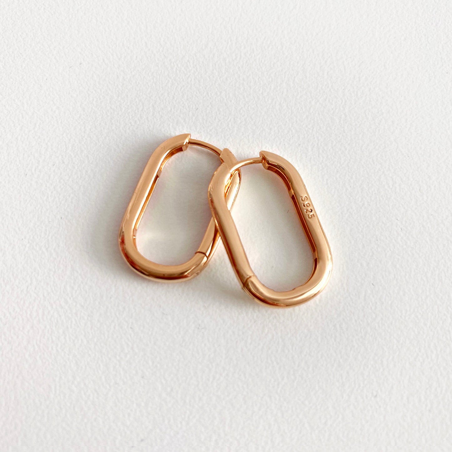 jullie big oval earrings in rose gold plated silver