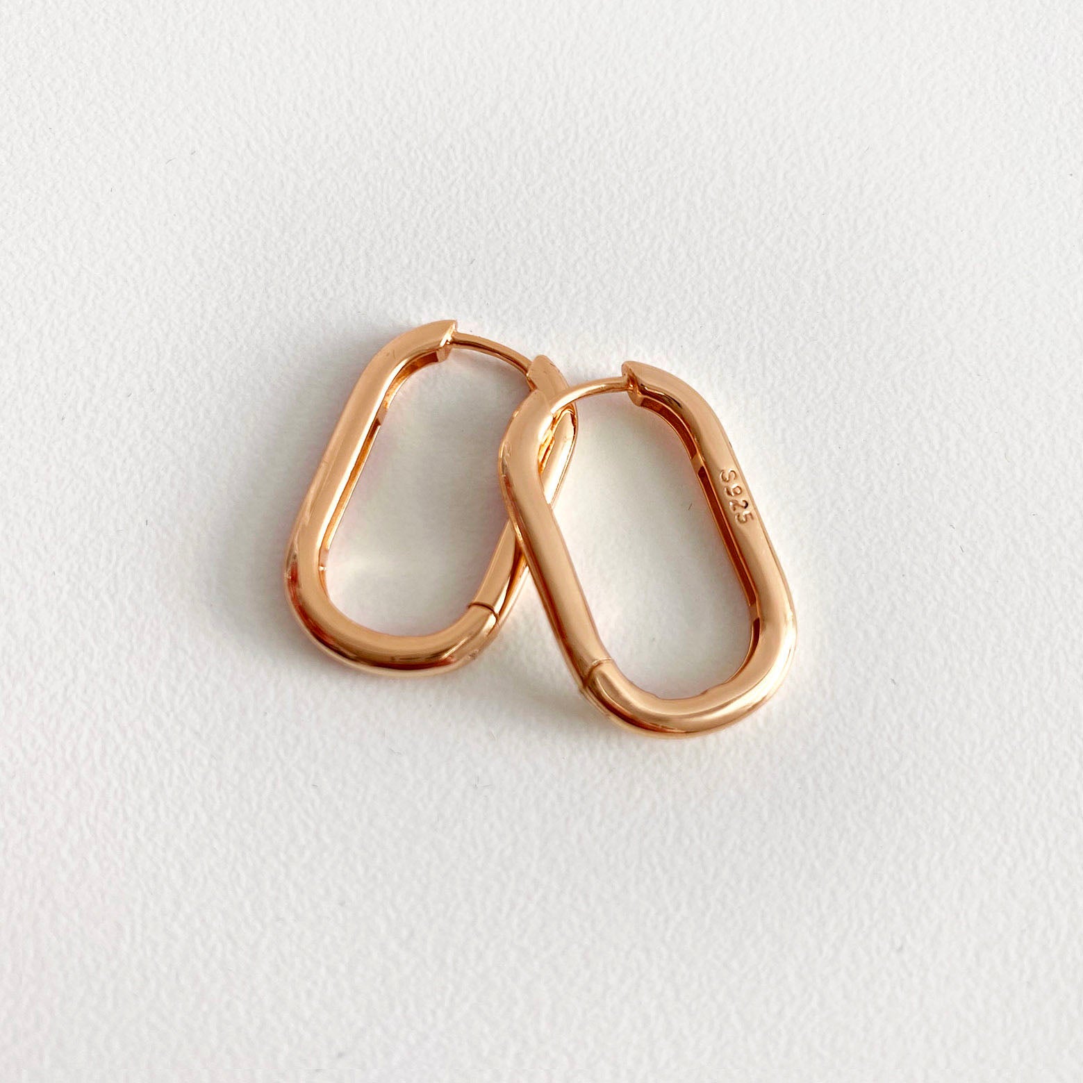 jullie big oval earrings in rose gold plated silver