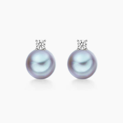 blue akoya pearl diamond earrings 18k white gold