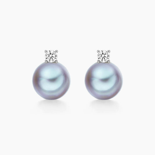 blue akoya pearl diamond earrings 18k white gold