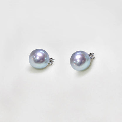 blue akoya pearl diamond earrings 18k white gold