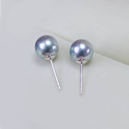 blue akoya pearl diamond earrings 18k white gold 