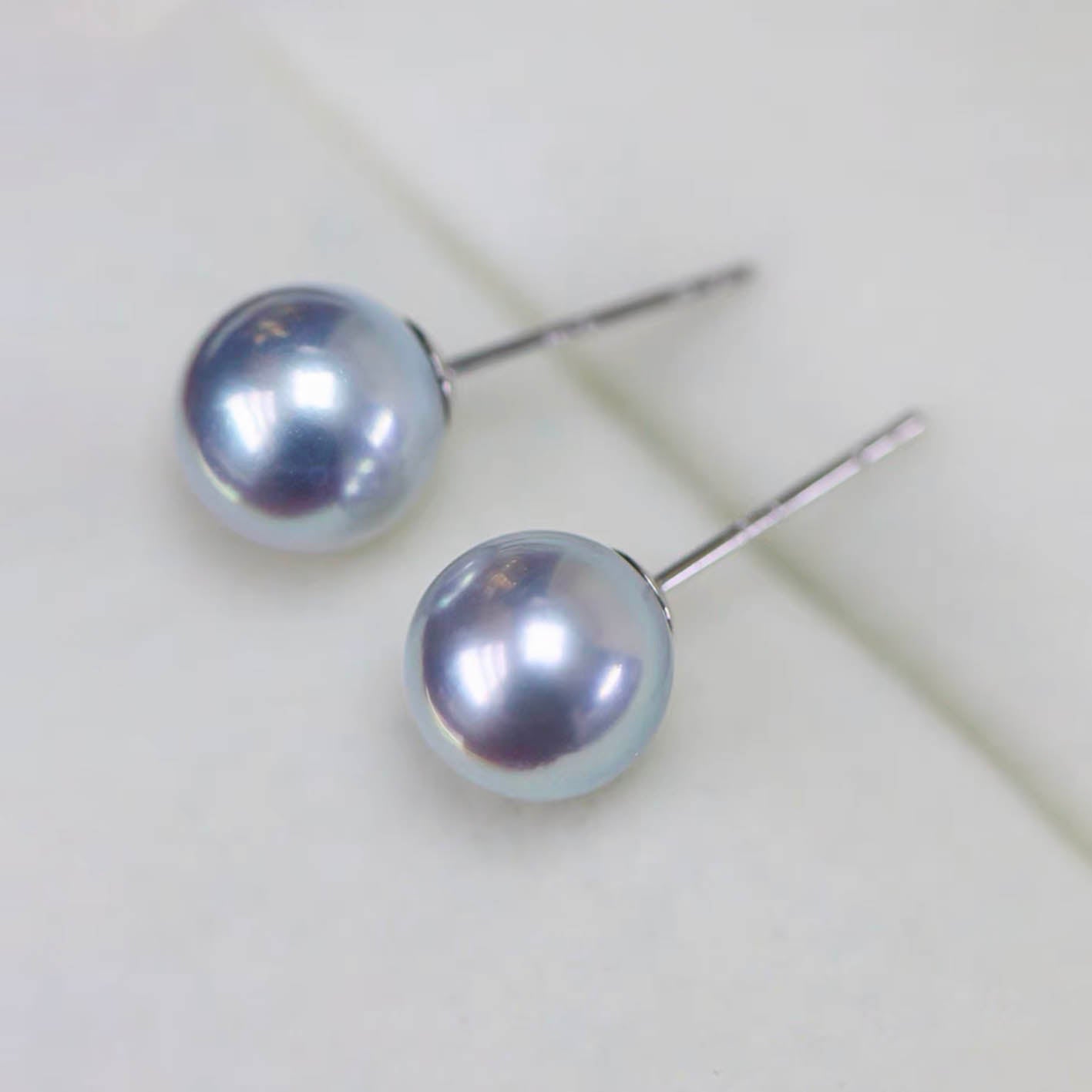 blue akoya pearl diamond earrings 18k white gold