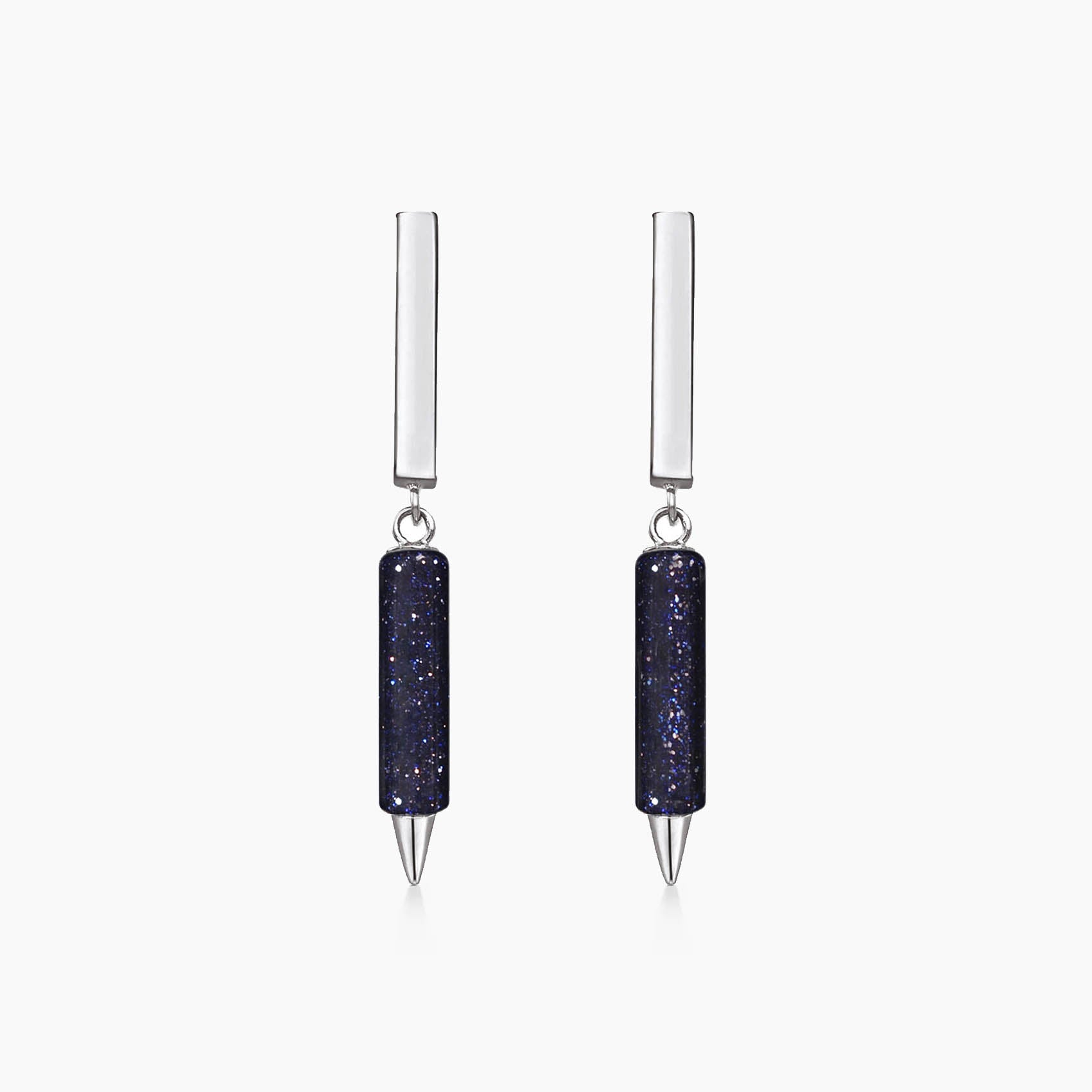 jullie blue sand stick earrings in 18k white gold plated sterling silver