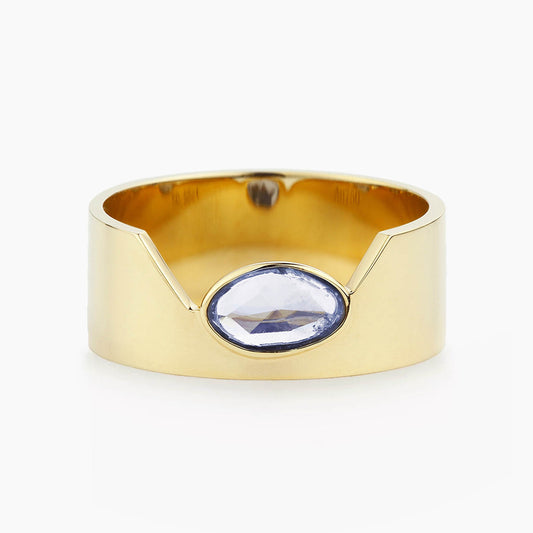 blue sapphire cigar ring 18k gold