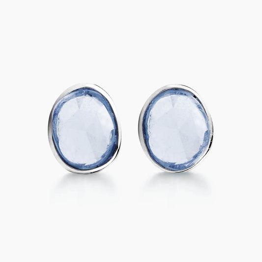blue sapphire earrings 18k white gold