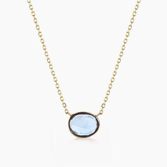 Love More Blue Sapphire Necklace in 18K Gold