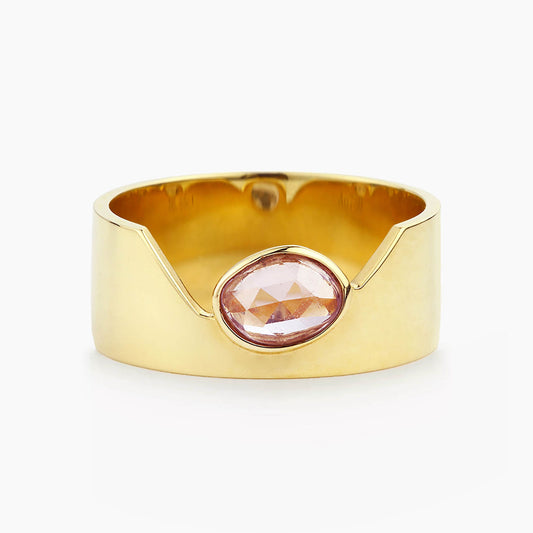 crepe pink sapphire cigar ring 18k gold