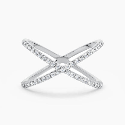 ooak cross diamond ring 18k white gold