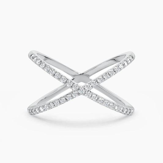 ooak cross diamond ring 18k white gold