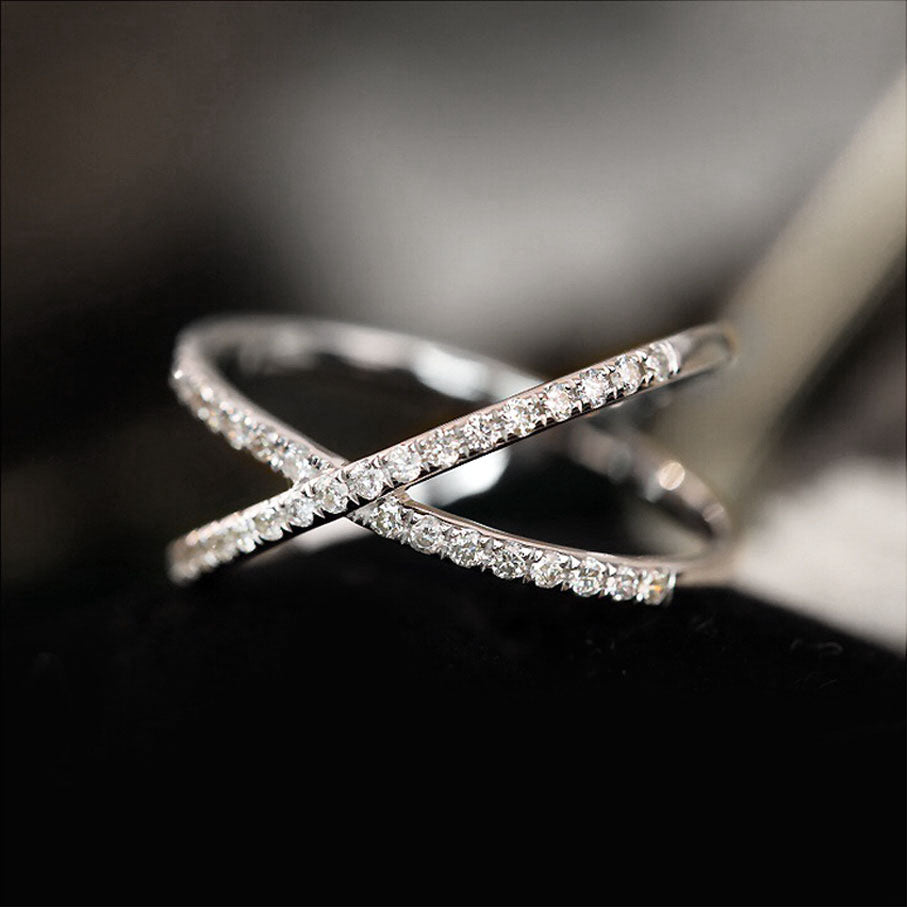 ooak cross diamond ring 18k white gold 