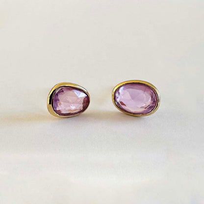 love more rose pinksapphire earrings in 18k gold front