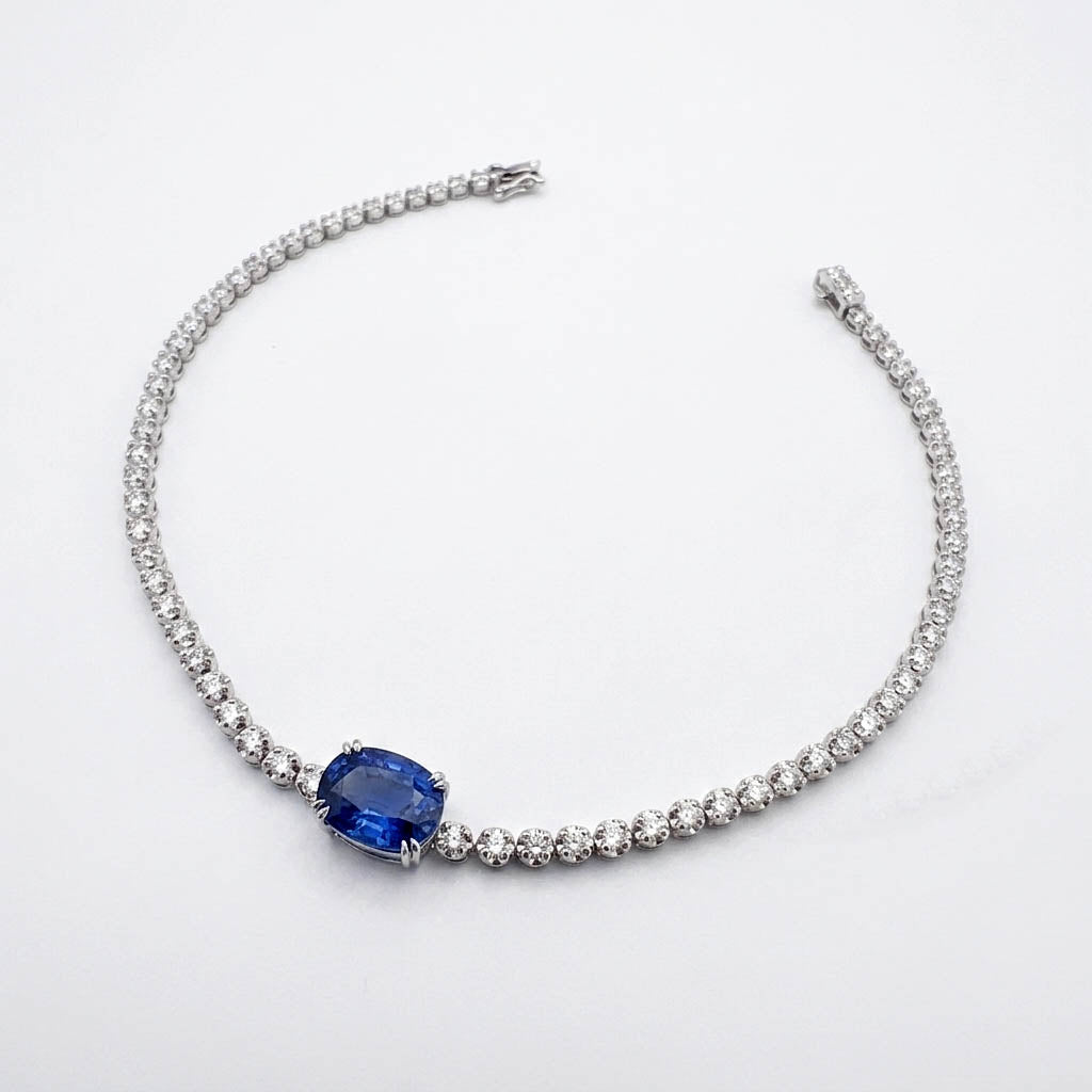 disco 2.16ct sapphire diamond tennis bracelet 18k white gold