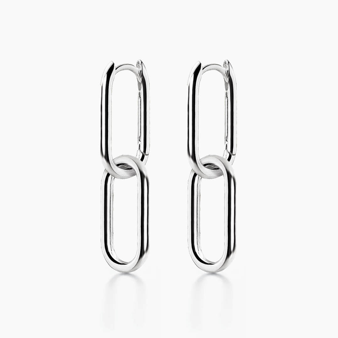 double oval earrings 18k white gold plated sterling silver