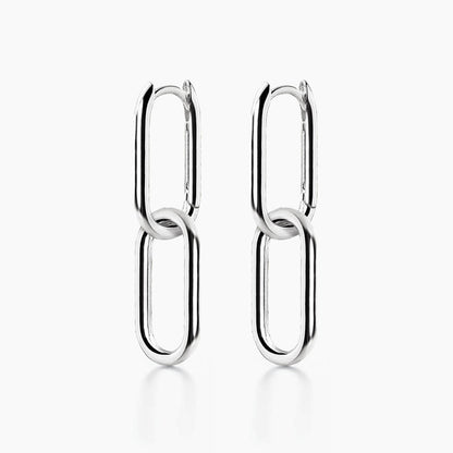 double oval earrings 18k white gold plated sterling silver