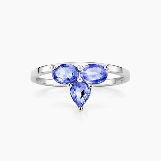 eden blue tazanite ring in 18k white gold