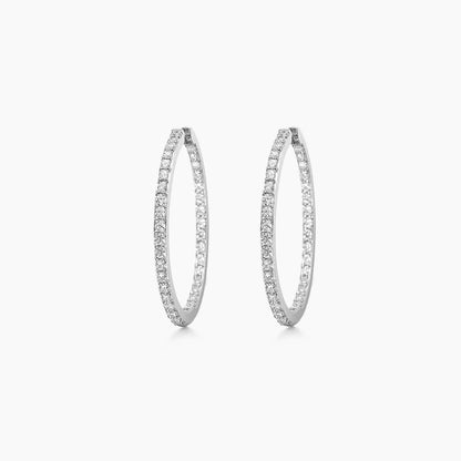 embrace 0.6ct diamond oval hoop earrings in 18k white gold